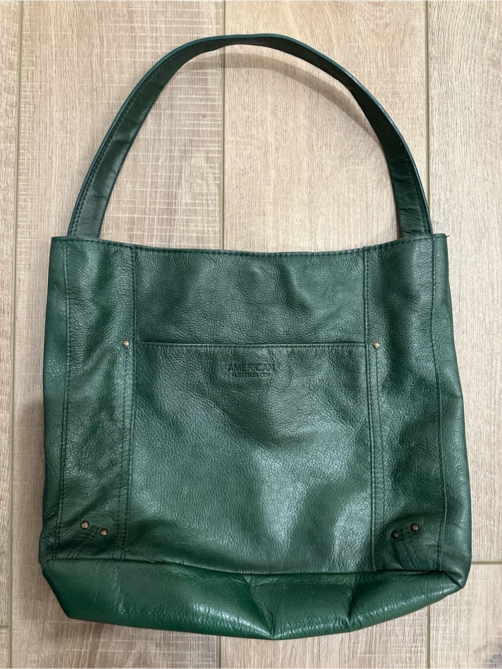 American Leather Forest Green Leather Tote Bag